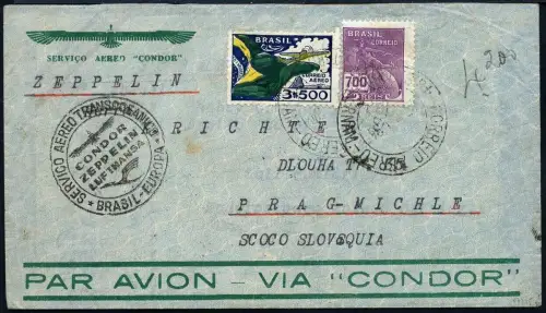 Zeppelin Brasilien 1934 4. SAF Recife Prag Tschechoslowakei Si 261 A / 1478