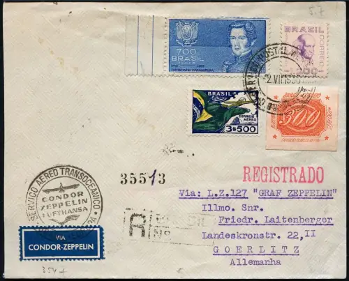 Zeppelin Brasilien 1936 7. SAF Reko-Brief Rio Görlitz Sachsen Si 354 A / 1486