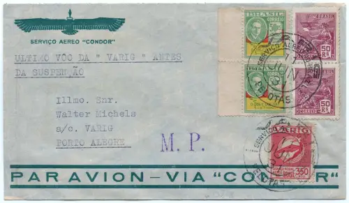 Brasilien 1931 VARIG MiF Pelotas nach Porto Alegre Ankunftsstempel / 1512