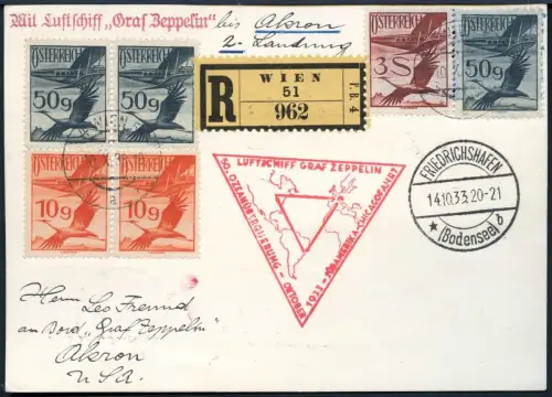 Zeppelin 1933 Österreich Chicagofahrt F`hafen Akron Leo Freund Funker Si 238/829