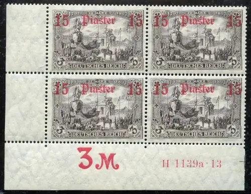 DP Türkei 1913 46b Viererblock HAN **/* Foto-Attest Steuer BPP M€ 1360 / 9