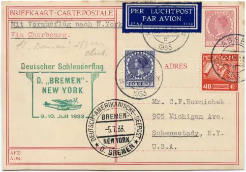 Katapult 1933 Niederlande Assen Ganzsache ZuF Seepost NY Catapult H 127 b / 1420