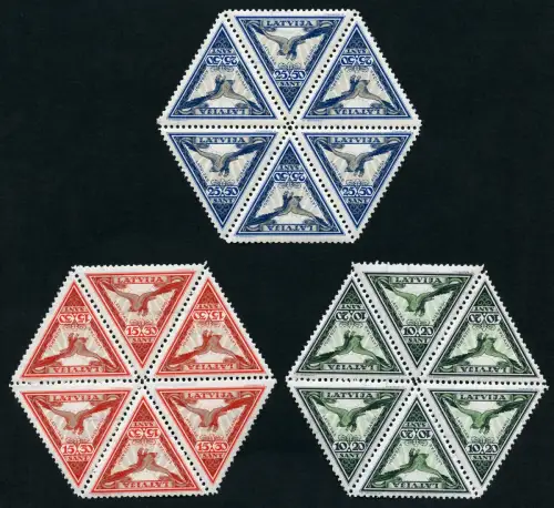 Lettland 1932 Aizsargi Steinadler Adler Vögel Birds 203-205 A Block/6 MNH / 523