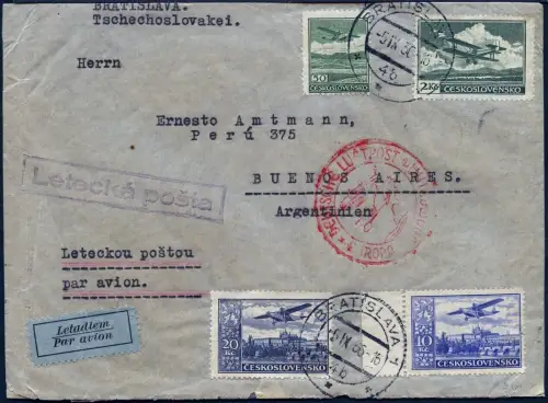 Zeppelin 1936 Tschechoslowakei 13. SAF Bratislava Argentinien Si 367 / 2098