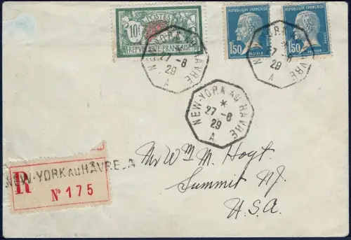 Katapult Frankreich 1929 Ile de France Seepost Reko-Brief USA Catapult / 667