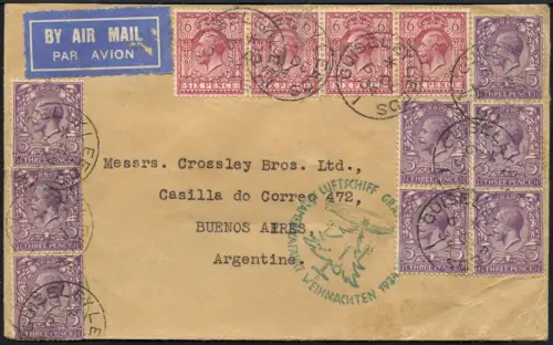 Zeppelin 1934 Großbritannien 12. SAF Weihnachtsfahrt Argentinien Si 286 / 2087