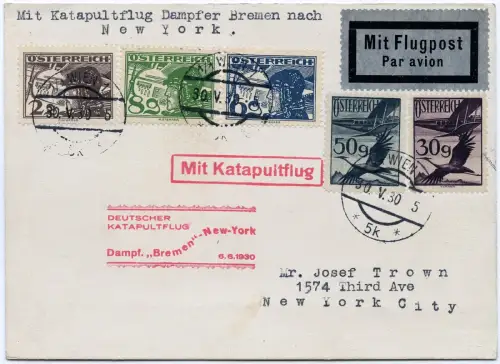 Katapult 1930 Österreich Wien Boston New York Postkarte Catapult H 14 a / 1428