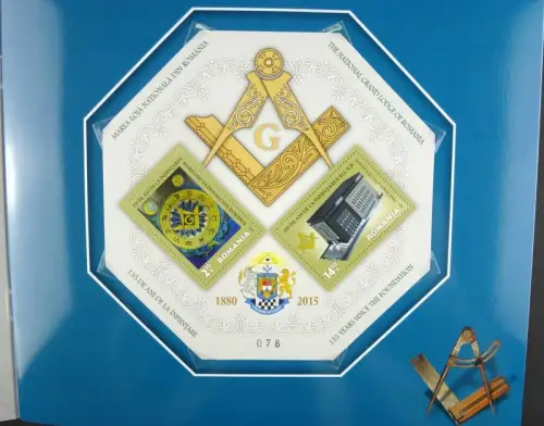 Rumänien Romania 2015 Freimaurer Masonic Freemason Masoneria Block im Folder MNH