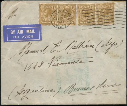 Katapult Grossbritannien UK 1934 Brief Weihnachtsflug Buenos Aires Catapult/ 372