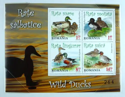 Rumänien Romania 2014 Enten Ducks Wasservögel Block plus FDC im Folder nur 300