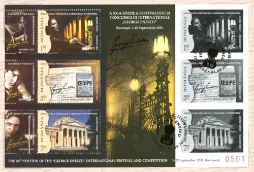 Rumänien Romania 2011 Enescu Musikfestival Musik Block 512 im Folder Auflage 800