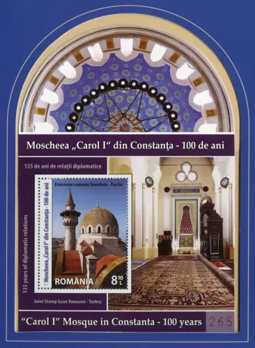 Rumänien Romania 2013 Moschee Mosque Carol I. Türkei Block im Folder Auflage 370