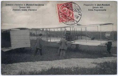 Luxemburg 1910 AK Flugwoche Bad Mondorf 12.6.1910 nach Paris gelaufen / 1243
