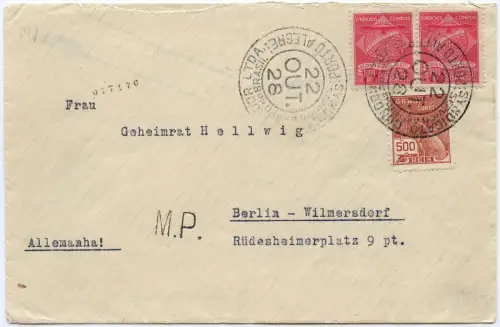 Condor 1928 Brasilien Brief Porto Alegre MiF Berlin Wilmersdorf / 1519