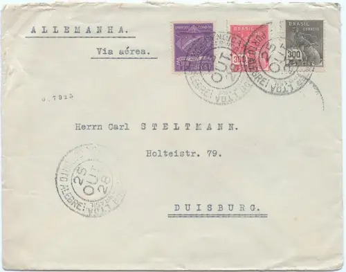 Condor 1928 Brasilien Brief Porto Alegre MiF 3600 R Rio Duisburg / 1520