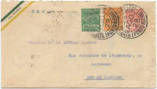 Condor 1929 Brasilien Brief Porto Alegre MiF 2300 R nach Rio de Janeiro / 1523