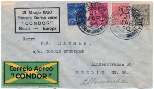 Condor 1930 Brasilien First Flight Erstflug MiF Rio de Janeiro Berlin / 1528