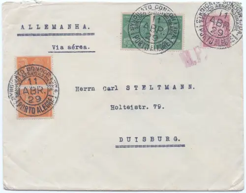 Condor 1929 Brasilien Brief Porto Alegre MiF 5000 R Porto Alegre Duisburg / 1531