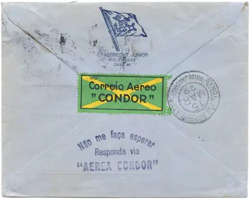 Condor 1929 Brasilien Firmenbrief MiF 8900 R Rio Grande do Sul Rio / 1533