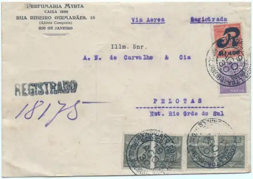 Condor 1930 Brasilien Reko-Firmenbrief MiF C 11 Rio de Janeiro Pelotas / 1535