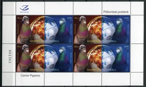 Albanien Albania 2011 Brieftauben Pigeons Vögel Birds Kleinbogen Postfrisch MNH