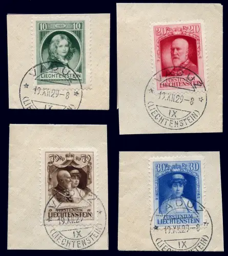 Liechtenstein 1929 Fürst Franz I. Regierungsantritt 90-93 Briefstücke M€ 200