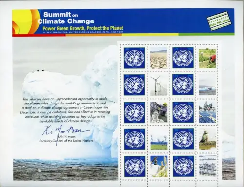 UNO New York 2009 Grußmarken Bogen Emblem Klimagipfel Umweltschutz 1161 C MNH