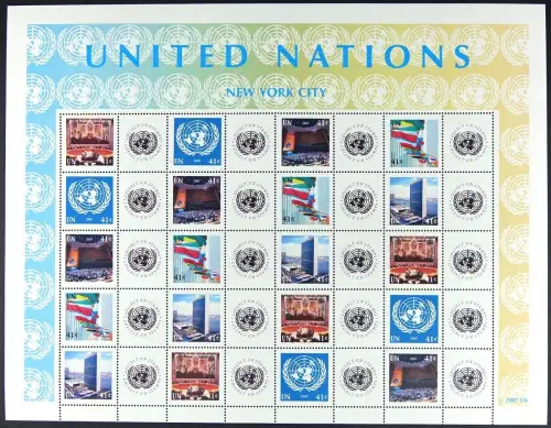 UNO New York 2007 Grußmarken Bogen Flaggen Gebäude Architektur 1057-1061 MNH
