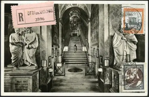 Vatikan 1934 Reko-Ansichtskarte Petersdom Mischfrankatur nach Hannover / 889