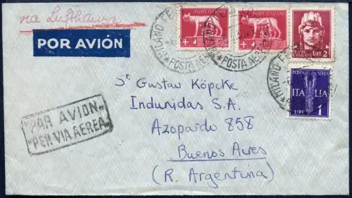 Katapult 1938 Italien Brief 13 L Mailand Buenos Aires Catapult H 611 / 1359