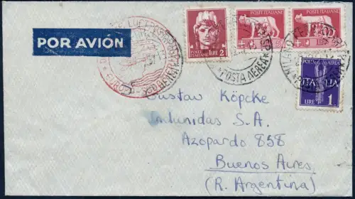 Katapult 1937 Italien Brief 13 L Mailand Argentinien Catapult H 607 / 1360