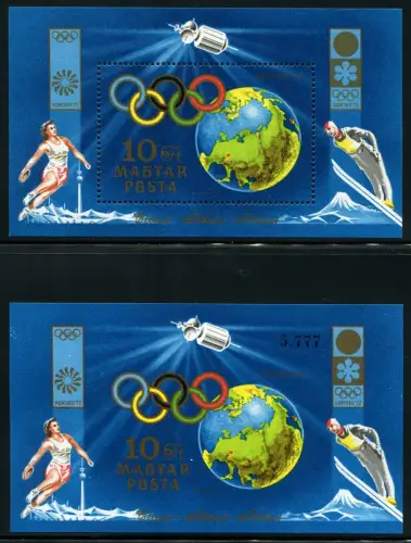 SPACE RAUMFAHRT 1972 Ungarn Hungary Olympiade Olympics Bl.89 A/B Perf Imperf/293