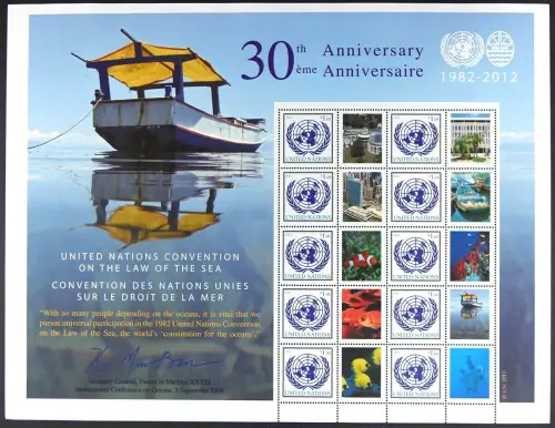 UNO New York 2012 Grußmarken Bogen Seerecht Boot Law of the Sea 1283 MNH