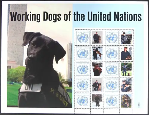 UNO New York 2011 Grußmarken Bogen Arbeitshunde Working Dogs 1253 MNH