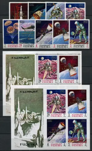 Space Raumfahrt 1969 Fujeira Moon Landing A399-407 A/B + Block 16 A/B MNH / 113