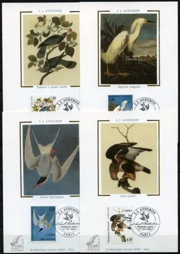 Frankreich 1995 Audubon Vögel Gemälde Zeichnungen 3072-3075 Maxikarten / 234