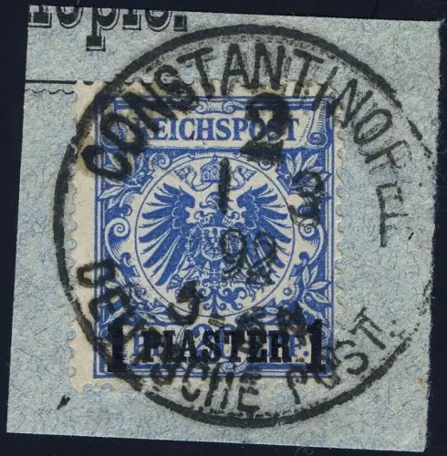 DP Türkei 1891 Michel 8 b Briefstück Constantinopel 1/3/92 Geprüft BPP / 67