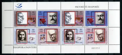 Albanien Albania 2009 Maler Gemälde Kunst Paintings 3300-3303 Kleinbogen MNH