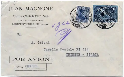 Katapult 1937 Uruguay Montevideo Trieste Italien Brief H 582 d Catapult / 1562