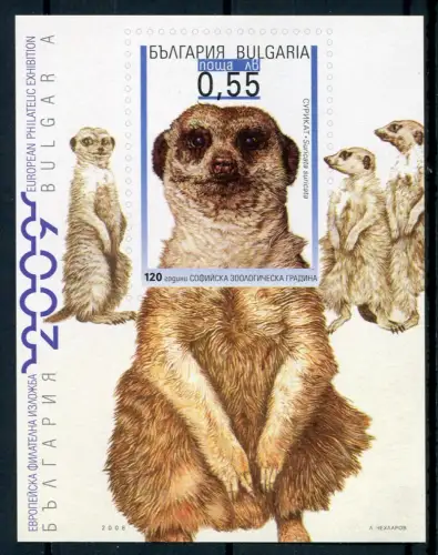 Bulgarien Bulgaria 2008 Block 299 Zoo Erdmännchen Postfrisch MNH