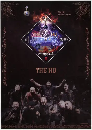 Mongolei 2023 The Hu Musiker Künstler für den Frieden Folk Rock Block MNH