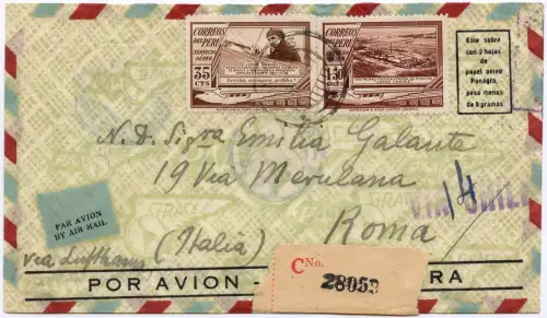 Katapult 1938 Peru Lima Rom Italien Reko-Brief H 638 Catapult / 1573