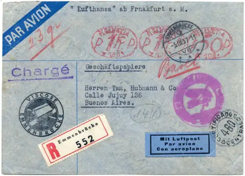 Katapult 1937 Schweiz Emmenbrücke Freistpl Argentinien Reko H 521 Catapult/ 1575