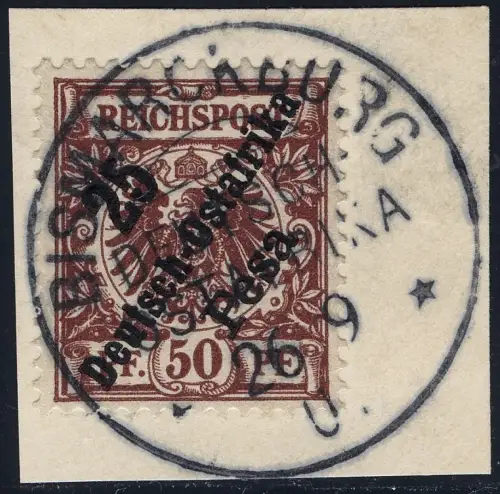 DOA 1901 Michel 10 ° Bismarckburg 26/9/01 ERSTTAG Luxus Briefstück RAR / 326