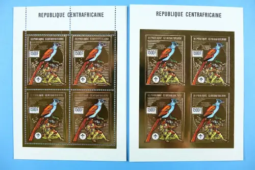 Zentralafrika 1990 Vögel Gold Pfadfinder Scouts 1427 A/B Kleinbögen MNH / 879
