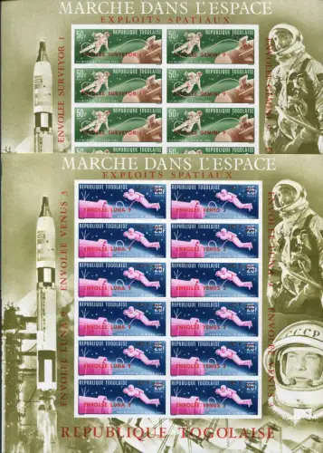 Space Raumfahrt 1966 Togo 513-16 Ba Imperf Auflage 224 Kleinbögen MNH RAR / 58