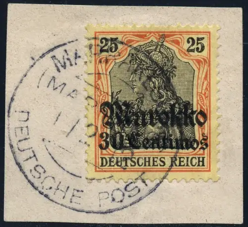 DP Marokko 1912 Michel 50 ° Marrakesch 1/2/12 Type 3 Luxus Briefstück / 96