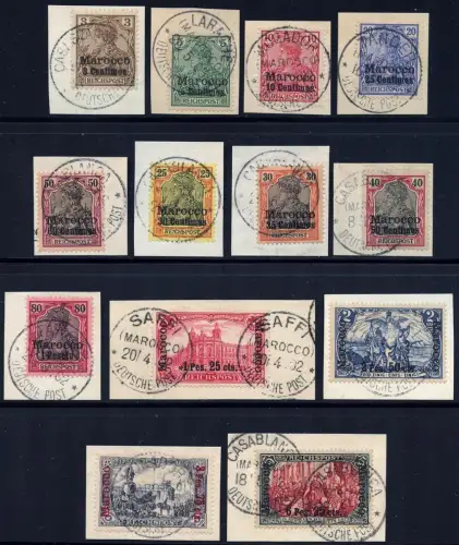 DP Marokko 1900 Michel 7-19 III kpl Briefstücke Luxus Geprüft BPP / 46