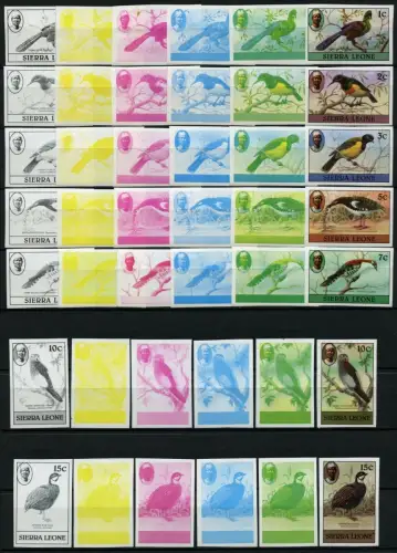 Sierra Leone 1980 Vögel Trappe 590-603 I U Imperf + Phasendrucke (70) MNH / 846