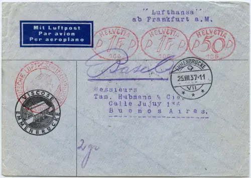 Katapult 1937 Schweiz Emmenbrücke Freistempel Argentinien H 571 Catapult / 1574